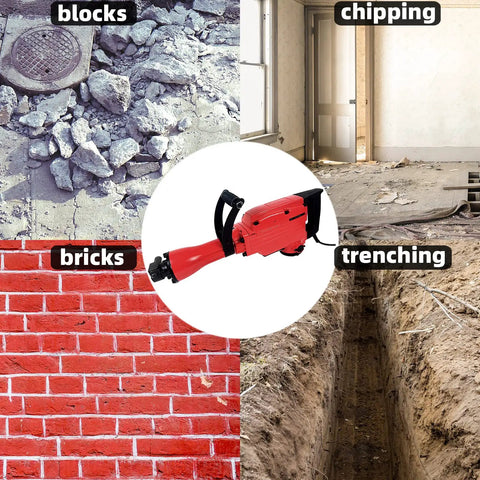 Beast 2200W Electric Demolition Jack Hammer for concrete breaking, trenching, chipping, and brick wall demolition.