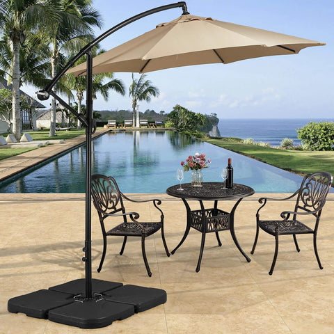 Heavy Duty 4 Piece 200Lb Beefy Cantilever Offset Umbrella Base Fillable With Water Or Sand U Locking Square Shaped Pedestal For Patio