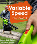 Person using 3 In 1 Leaf Blower Vacuum Mulcher For Quick Yard Cleanup With 10 Amp Electric Motor And 10 Gallon Collection Bag