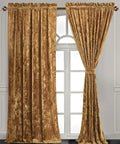 Lux Caramel Gold Crushed Velvet Curtains Two Panel Set With Rod Pocket 50 Inch Wide By 84 Inch Long Each Room Darkening Drapes