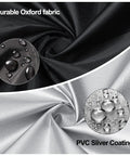 Close-up of Cozy Coupe Ride On Car Cover showing black Durable Oxford fabric and silver PVC coating with water droplets.