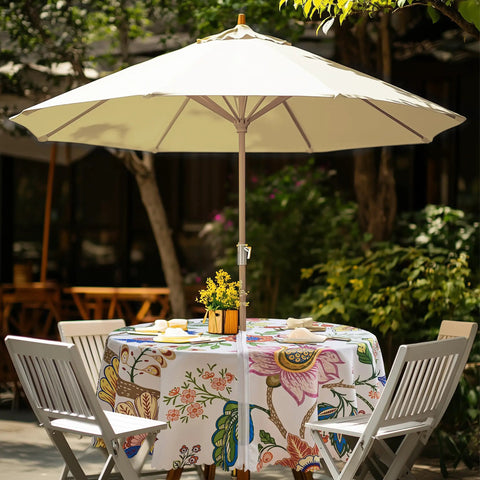 60 Inch Round Outdoor Tablecloth With Umbrella Hole And Zipper Spillproof And Wrinkle Free Paisley Patio Cover on outdoor table