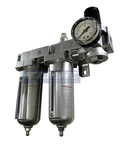Three Stage Air Drying System With Particulate Filter 0.01 Micron Coalescing Filter And Air Pressure Regulator Modular Combo