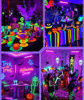 Ultra Bright 42W LED Black Light Bar With Plug In Switch And Five Point Nine Foot Cord illuminating Halloween decorations