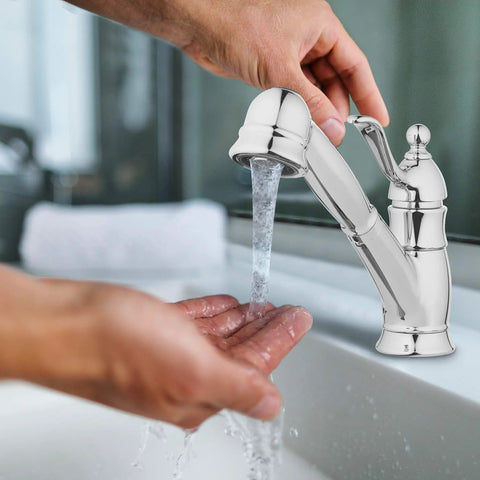 Single Lever Kitchen Sink Faucet With Pull Out Spray In Chrome Finish High Arc Swing Spout For Easy Pot Filling And Quick Cleaning