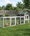 Spacious Wooden Chicken Coop And Rabbit Hutch For Outdoors With Nesting Box, waterproof roof, sliding door in a garden