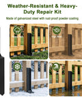 Heavy Duty Fence Post Repair Kit With Rock Solid H Shaped Steel Extenders And Dead Simple Ground Spike Anchors for sturdy fence support.
