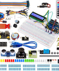 Starter Kit For Arduino Projects With Breadboard, LCD1602 Module, Jumpers, Servo, Sensors, LEDs, And 28 Free Lessons Plus Detailed Tutorial laying