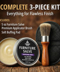 Absolute Game Changer Three In One Furniture Salve For Leather And Wood Polish Conditioner Restorer 3-piece kit with brush and pad.