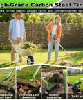 Wheeled Thatch Rake For Lawns, 15.28 Inch Steel Dethatcher With Adjustable 0 To 15 Degree Angle And 62.99 Inch Handle, Heavy Duty Yard Tool For Dead Grass Moss Removal And Lawn Care used by gardeners on lawns