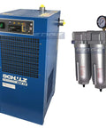 Tough As Nails Refrigerated Air Dryer With Zero Fuss Moisture Control and Heavy Duty Oil Stripping Filters, featuring filters and gauge.