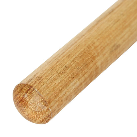 Close-up of Heavy Duty Sanded Wooden Broom Handle Sixty Inches Long for Sweeping Tough Dust, showing smooth wooden finish.