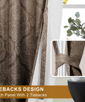Brown Ombre Curtain Panels Set Of 2 For Small Windows 42W X 63L Each Room Darkening Light Blocking Blockout Thermally Insulated Damask Drapes Back Tab Or Rod Pocket Or Clip Ring Tiebacks Included 84 Inch Total Width