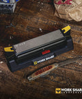 Three Sided Benchstone Knife Sharpener with Diamond and Ceramic Abrasives, Adjustable 20 or 25 Degree Guides, Coarse, Medium, and Fine