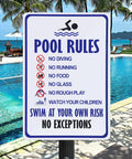 Pool Rules Sign Vintage Tin Sign Swim At Your Own Risk Warning For Poolside Beach Park Decor 8x12 Inches