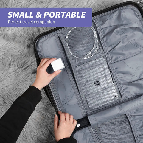 Person packing Two Pack 20W USB C PD Fast Charger Block with 6ft cable in suitcase pouch, highlighting portability