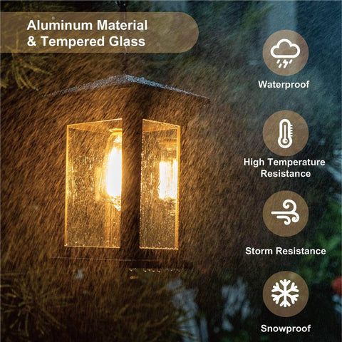 Outdoor Hanging Lantern Pendant Light With Clear Seeded Glass In Oil Rubbed Bronze Finish Tough As Nails Built To Last Waterproof E26 Socket Compatible Classic Porch Ceiling Light for patio displayed in rain