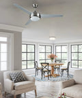 Living room with Treviento 52 Inch LED Indoor Ceiling Fan With Energy Efficient LED Light Kit Contemporary Satin Nickel Finish