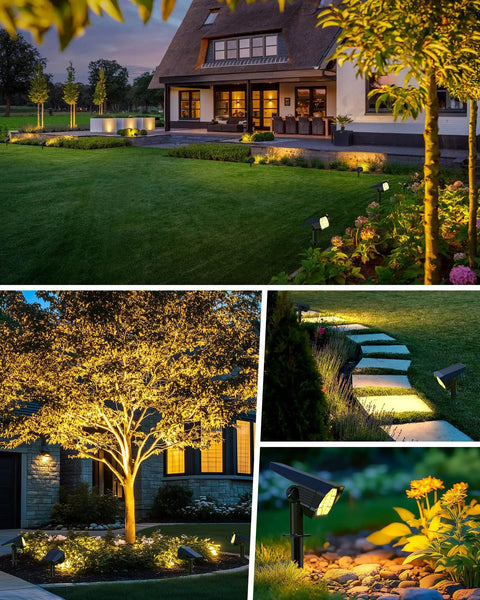 Garden lit by solar pathway lights 2 pack 38.5 inch shepherd hook lanterns waterproof outdoor lamps