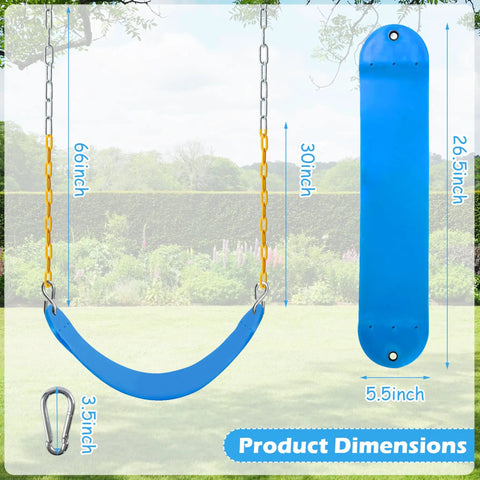 Heavy Duty Swing Seat Set With 66 Inch Chains, Two Pack Replacement Seats For Backyard Playset, Includes Snap Hooks diagram
