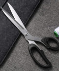 Heavy Duty 10 Inch Fabric Scissors All Purpose Cutting Shears For Fabric Leather And Denim Stainless Steel Blades Perfect For Tailor Office And Home Projects, shown on fabric