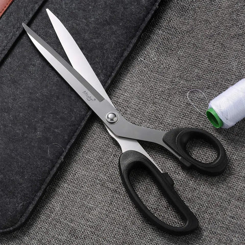 Heavy Duty 10 Inch Fabric Scissors All Purpose Cutting Shears For Fabric Leather And Denim Stainless Steel Blades Perfect For Tailor Office And Home Projects, shown on fabric