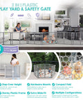 Mega Wide 192 Inch Baby Gate And Play Yard 2 In 1 Gate To Playpen Expands For Open Spaces Great For Babies Toddlers And Pets Gray indoors