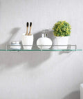 Stainless Steel Glass Bathroom Shelf 1 Tier Wall Mount Brushed Finish Rustproof, 6mm tempered clear glass shelf with toiletries