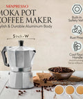 3 Cup Aluminum Moka Pot Stovetop Espresso Maker For Gas And Electric Stoves Cuban And Italian Style Coffee Brewer in kitchen setting