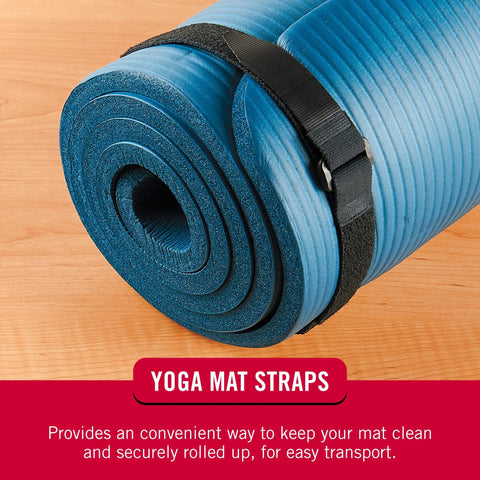 Blue yoga mat secured with 30 Inch Elastic Straps Four Pack For Yoga Mats Outdoor Gear Tarps Umbrellas Wood Poles And More