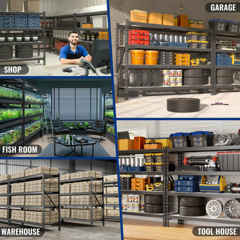 Straight Up Massive Garage Shelving Unit With An Actual 8000 LBS Weight Limit And Extra Wide Adjustable Four Tier Steel Racks Built Tough For Basement Gear Or Warehouse Hauling Black Storage Rack