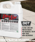 Knockout Commercial Grade Concrete Driveway Sealer Featuring Silane And Siloxane Formula For Serious Water Shielding on a gray bottle.