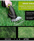 Tough As Nails 21 Volt Cordless Hedge Trimmer And Grass Shears cutting grass with sharp blades, 10.5 cm, suitable for small lawns.