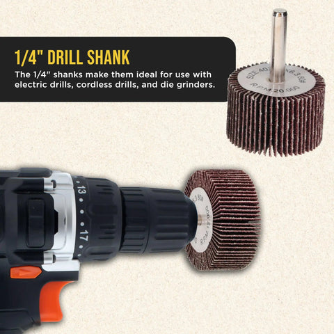 Beefy 40 Piece Flap Wheel Sander Kit With One Quarter Inch Shank, 80 Grit Aluminum Oxide Wheels For Drill And Die Grinder