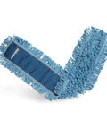 Top Shelf Loop End Cotton Dust Mop Head 48 Inches Wide For Rapid Hard Surface Cleaning In Blue high-grade cotton mop head with looped ends.