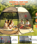 Pop Up Gazebo Screen House Tent With Mosquito Netting For 6 To 8 People Portable Canopy in backyard with mesh netting.