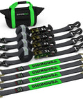 Heavy Duty 2 Inch By 8 Foot Car Tie Down Straps With J Hooks, 10,000 Lb Break Strength, 4 Pack For Trailers Haulers UTVs And Powersports
