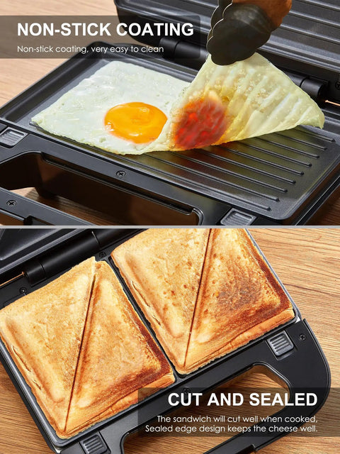 Reemix 3-In-1 Waffle Grill And Sandwich Maker Panini Press With 750W Power non-stick cooking plates with egg and grilled sandwich