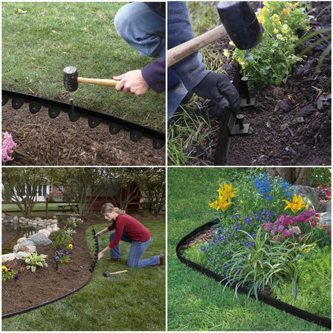 40 Foot Landscape Edging Kit With 2 Inch Tall Black Lawn Border Pro Grade Build Includes Scissors 36 Garden Spikes And 2 Connectors
