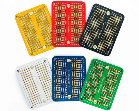 Mini PCB Prototype Board Solderable Breadboard Kit For DIY Electronics Gold Plated 6 Pack Multicolor Set Top View