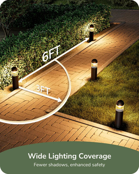 Low Voltage Landscape Lighting 12V 3W 3000K Warm White Outdoor Bollard Lights illuminating a walkway and garden path