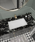 Bathroom countertop with Extra Wide Black White Marble Contact Paper 31.5x197 Inches Peel And Stick Self Adhesive Vinyl Wallpaper