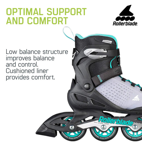 Zetrablade Elite Women's Fitness Inline Skates For Everyday Cruising, Comfort Fit Boot With Buckle Cuff and 80mm Wheels