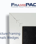 Heavy Duty V Nails For Hardwood Picture Frames And Tight Corner Wedges To Secure Your Woodwork Featuring Built Like A Tank Engineering That Delivers Seriously Sharp Joints Zero Headaches Any Day Of The Week close-up of v nails securing a picture frame corner.