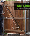 6 Ft Telescoping Gate Brace For Wood Fences, Anti Sag Gate Hardware Kit With Adjustable 40 To 74 Inches, black finish installed