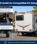 Fit guide image for Bounce Killer RV I Beam Stabilizer Jack showing I beam frame and 17"-35" ground clearance details.