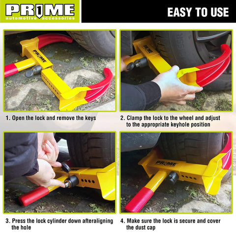 Installation steps for Heavy Duty Trailer Wheel Lock Clamp With 9 Adjustable Positions Universal Wheel Security Lock