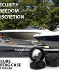 Heavy Duty Discreet Apple AirTag Trailer Jack Mount for boats, waterproof polymer case securing AirTag in trailer.