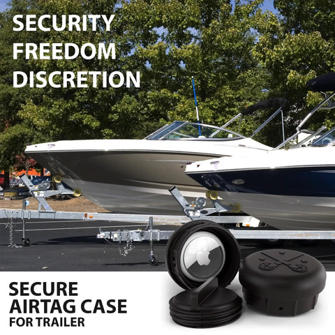 Heavy Duty Discreet Apple AirTag Trailer Jack Mount for boats, waterproof polymer case securing AirTag in trailer.