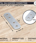 Hella Sturdy Galvanized Steel Connector Plates 20 Pack Flat Mending Brackets 60 x 16 mm for furniture repair and support.